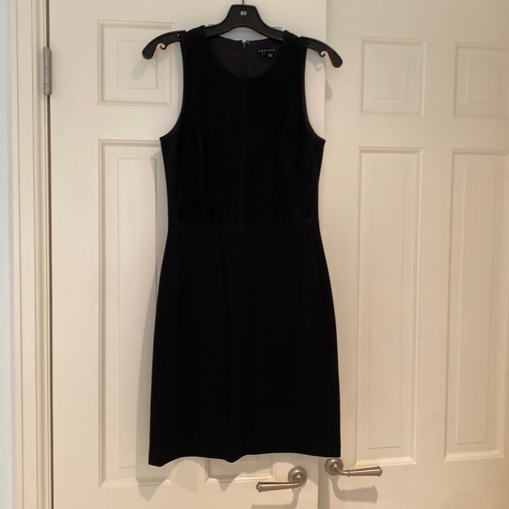 Theory Black Suede and Ponte Dress Size 4 NWT